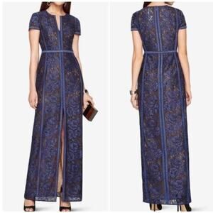 BCBG MAX AZRIA Cailean Floral Lace Blue Black Gown 2